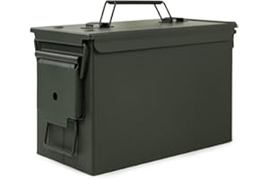 GUGULUZA Scatola per Munizioni Cassetta in Metallo con Guarnizioni, Cassa in Stile Militare，verde militare - .50 CAL