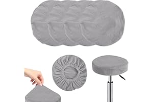 YALiya 4 Stück Hockerbezug Rund, Runder Drehstuhlhockerbezug, Runder Barhockerbezug, Waschbar, Pflegeleicht, Weiches und Strapazierfähiges Material, Geeignet Barhocker und Stühle 28-38cm (Grau)