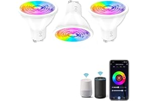 Wiby Lampadina Smart GU10 Wi-Fi 4,5W 326lm RGB + CCT 2700–6500K Dimmerabile, App Smart Life/Tuya, Compatibile con Alexa e Google Home, Lampadina Intelligente per Faretti, 3 unità
