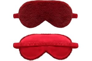 dressfan Seda Antifaz para Dormir Felpa Máscara para Dormir,Algodón Relleno Suave Respirable Anti-luz,Viaje Portátil Máscara para Los Ojos con Correa Elástica,Mujeres y Hombres,Vino Rojo