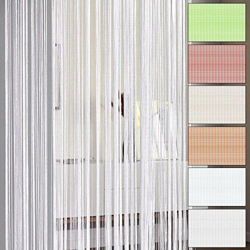 Fadenvorhang 60 x 245 cm Fransenvorhang Flächenvorhang Vorhänge Fliegenvorhang Gardinen (weiß)