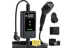 ‎DÉ dé Ładowarka samochodowa elektryczna 3,7 kW 5,5 m [4,65 m+0,85m, 6-16A] Przenośna ładowarka samochodowa z uchwytem ściennym, cyfrowym wyświetlaczem LCD, sterowana dla modeli Y/3, GLC, A250, Q3 i