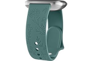 Vancle Armband für Fitbit Versa 2 Armband/Fitbit Versa/Fitbit Versa Lite/Fitbit Versa SE Damen Herren, Silikon Armbänder Floral Gravierte Uhrenarmband Sport Ersatzarmband