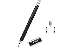 MEKO 2-in-1 Stylus Precision Disc Styli Touch Screen Pen with 3 Replaceable Tips for iPads, Tablets, iPhones, Smartphones, Samsung Galaxy Note/Tab (Black)