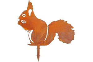 ‎GZLVSOW Corten Stahl Gartendekoration Rostiges Gartenvlies Dekoration Rost Gartentier Rost Dekoration für den Garten (Schohörnchen)