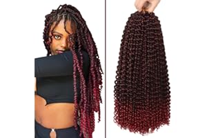 7 paquetes Passion Twist Hair 46cm de pelo de ganchillo con ondas de agua de Passion Twists para mujeres negras niñas ShowJarlly 18 pulgadas extensiones de pelo sintetico para trenzas(18",T1B#BUG)