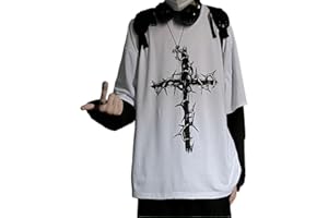 Aobiono Men Women Gothic Shirt Y2K Emo Grunge Alt Vintage Long Sleeve Top Tee Dark Academia Harajuku Cross Sweatshirt Clothes