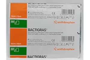 STERLINGSQUARE Bactigras Antiseptic Soft Paraffin Dressing 10x10cm (Pack of 10) - Chlorhexidine for Wound Care, Burns, Leg Ulcers, Lacerations, MRSA Protection, Bactericidal, Sterile, Soothing