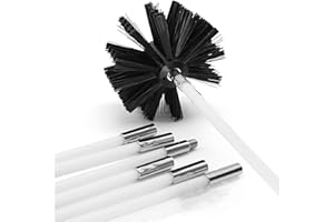 3DTENGKIT Chimney Cleaning Brush, Pipe Cleaning Tool Set with 6 Flexible Nylon Rods, 1 Smoke Cleaning Brush for Chimney Channel Ventilation Cleaning Chimney Flue (Black)