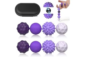 HONBQYCC Magnetic Fidget Balls Toys (8PCS), Weighted Texture Tactile Sensory Fidget Balls, Stress Anxiety Relief Toys for Fingers Hands, Pain Stimming Tools for Adults & Teens with Autism (Purple)