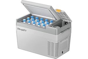 BougeRV CRPRO Nevera de compresor 12v, Nevera para coche de 25 litros(-22℃~10℃), 12/24V DC &110-240V AC Nevera portátil para coche, nevera 12v, para coche, camping, viaje, Gris