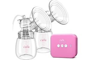 Extractores de leche, Lulia Sacaleches Eléctricos Doble PortáTil Recargable Multiples Niveles y Modos de Succión, Sacaleches Protector de reflujo de viaje y hogar Nivel sin BPA (Rosa)