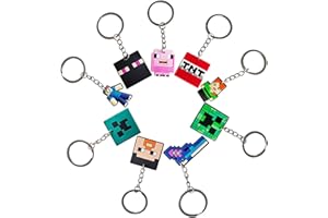 Hsupez Zestaw breloczków do kluczy, dla chłopców, dzieci, 9 sztuk, upominek dla graczy, na urodziny dziecka, do zabawy, na imprezę, breloczki do kluczy, zawieszki charms, srebro