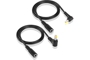 YAODHAOD DC 5,5 mm X 2,5 mm Kabel rozszerzenia mocy, 0,5M 18awg dc5525 męski na żeński 90 stopni żółty dźwięk widelec wtyczka Zasilacz do kamery bezpieczeństwa CCTV, oświetlenie barowe, samochód (2