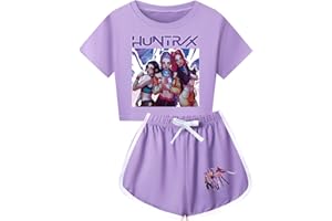 BCFSITNBH Tracksuit Kids T-Shirt and Shorts 2 Piece Outfit Summer Tracksuit Set Huntrix Huntr/X Anime Printed Suits for Boys Girls