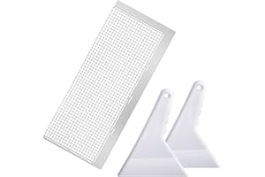 HZAOPZE Righello 5D per Pittura con Diamanti a 50 Griglie, Righello da Disegno con Diamanti Fai da Te in Acciaio Inox per Punto Croce Rotondo Completo e parziale, con 2 raschiatori(31 cm 800 Fori)