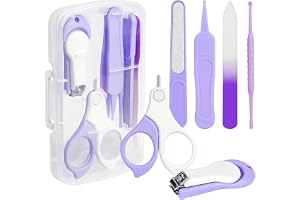 Vicloon Babyvårdsset, 6-i-1 babynagelvårdsset för nyfödda med babynagelklippare, nagelsax, nagelfil x 2, pincett, öronrengöring och låda