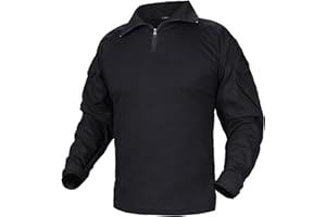 IDOGEAR Camicie da Combattimento G3 da Uomo con gomitiere 1/4 di Cerniera a Maniche Lunghe Abbigliamento tattico Top