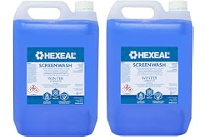 Hexeal Screenwash 10L – 2 x 5L of Winter Strength, Concentrate, Ready to Use, Windscreen Wiper Fluid for Winter Protection - Improve Vision, Reduce Frost & Buildup of Dirt