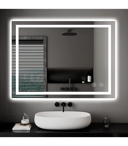 Miroir LED Salle De Bain Anti-buée 80x60 Cm - 3 Couleurs Réglables, IP54, Interrupteur Tactile Et Mémoire