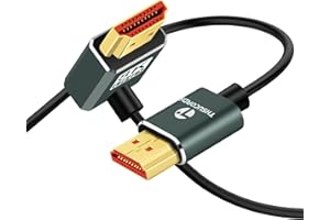 Thsucords Cavo Ultra Sottile 8K HDMI 2.1 con Angolo di 90 Gradi Verso il Basso 1M, Cavo Flessibile Sottile ad Alta Velocità, Supporta 4K @120Hz 8K @ 60Hz, Compatibile con Roku TV/HDTV/PS5/Blu-ray