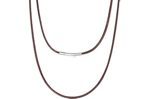 Richsteel Collier en Cuir Noir Artificiel Tressé pour Hommes et Femmes-2mm/3mm Cordon pour Pendentif 40/46/50/56/61/66/71/76 cm-Bijoux Personnalisable Prénom Unisex Fantaisie