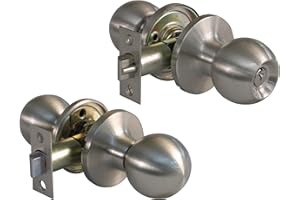 Amig - Ensemble de poignées de type boule | Avec clé extérieure | Pêne dormant d'entrée 60/70 mm | Bord carré | Laiton | Argenté | Portes d'une épaisseur de 35 à 45 mm