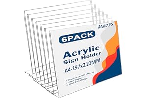 JMIATRY 6 Pack A4 expositor metacrilato, metacrilato a4, Expositor Metacrilato Transparente A4 para Recepción, Oficina, Tienda, Restaurante, Hotel - 297x210MM