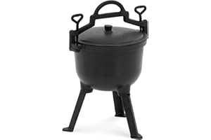 Royal Catering RC-POT-05 Dutch Oven with Lid and 3 Legs, 4 L, Enamelled Inside with Hook for Hanging, Enamel Roasting Dish, Cast Iron Casserole Pot