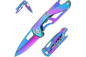 YiMai Navaja Plegable, Pequeño Navaja de Bolsillo EDC con Abrebotellas y Clips, Acero inoxidable de Color, Navajas Multiusos para Acampar, Senderismo, Pesca, Cortar Fruta