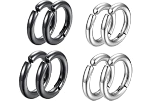 EUJEBEDA 4 Pares Falsos Pendientes clip de piercing Acero Inoxidable Hombre Pendientes Clip Pendiente Mujer Pendientes Sin Agujero Pendiente Unisex mujeres hombres pendientes de acero inoxidable