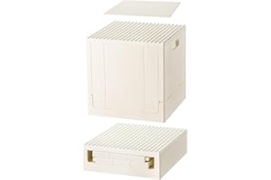 SHIMOYAMA Składane pudełko do przechowywania z pokrywą z płyty podstawowej do bloków Duplo, 26 Qt. Pojemniki do przechowywania w stos, składany pojemnik wielofunkcyjny 25 l, do klocków Lego Duplo