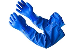 LANON PROTECTION LANON 26" PVC Long Pond Gloves, Reusable Heavy-Duty Rubber Gloves, Waterproof Drain Cleaning, Chemical Resistant, Elbow Length, Large