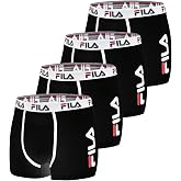 FILA Men's Cotton Boxer Shorts, Men's Underwear, Stretch, Ventilated Mesh (Lot of 4)