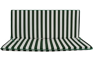 IL TUO ARTIGIANO DESIGN Coussin pour balancelle 4 places 170 x 55 x 6 cm rembourré et revêtu en coton entièrement déhoussable avec dossier et assise (blanc et vert)