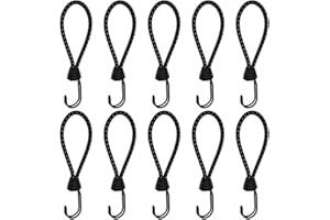 Aoyswuz 10 Piezas Gancho Doble de Cuerda Elástica 16 cm Goma Tensora con Gancho Negro Gomas Elasticas con Gancho para Lonas, Redes, pancartas, Tiendas de campaña