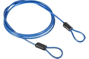 PATIKIL Sicurezza Acciaio Cavo 2.5mm x 1m/3.28ft Cavo Antifurto Rivestito Bagaglio Blocco Filo Corda con Doppio Cerchio Cavo Sicurezza per Esterni Blu