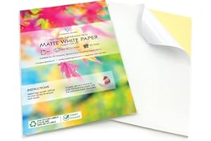 EVERGREEN GOODS LTD 100 Sheets A4 Matte White Printable Sticker Paper | Inkjet & Laser Self Adhesive White Sticky Labels | Make Your Own Stickers, Arts & Craft, Cutter Plotter, Product Labels | Strong Sticky Back Paper