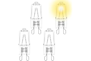 VMUTGA 4 Pièces Ampoule Halogène G9 Four 40W 230V, Résistance à la chaleur 300°C Haute Luminosité Lampe de Four, Blanc Chaud 2700K Lampe Halogène G9 pour Four, Micro-ondes, Lustre