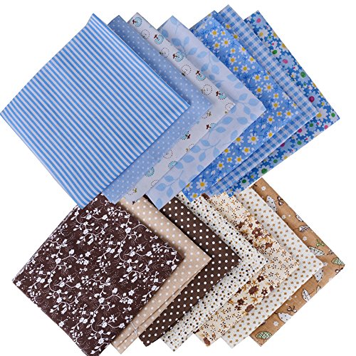 (100% Baumwolle) 42 Stück 6 Farbsystem Patchwork Stoffe 25 x 25 cm Bunte Baumwollstoff Set Stoffpaket DIY Baumwolltuch Stoffreste Paket Stoffpakete - 4