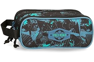 Roll Road Soccer Estuche Triple Negro 22x10x9 cms Poliéster