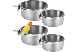 Zliger 4 Stück Edelstahl Vogelnapf Futternapf Vogel Fütterung Näpfe Wasser Futternapf Papageien Fütterungsbecher Wasser Futterschale für Vogel papageien