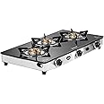 Sunflame Diamond 3 Burner Gas Stove | 2-Years Product Coverage by Sunflame | 1 Medium and 2 Small Brass Burners | Manual Ignition | Ergonomic Knobs | Toughened Glass Top | PAN India Presence