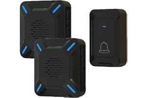 YYQ Campanello Senza Fili da Esterno Impermeabile IP68, Grande Altoparlante Forte Suono, Indicatore LED, Raggio d’Azione 300M, 5 Volume Regolabile, 58 Suonerie (1 Trasmettitore e 2 Ricevitori)