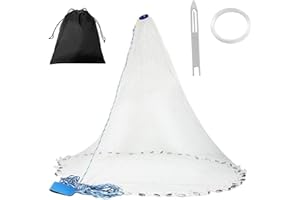 Croch Filet de Peche Mer, Monofilament de Nylon pour Piège à Appâts et Poissons,Rayon de 1.8 m,Filet de 1CM