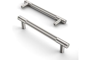 Amerdeco 10 Stück Gebürsteter Nickel Schrankgriffe 128mm Lochabstand, Aluminium Griffe für Küchenschränke & Möbelgriffe für Schubladen