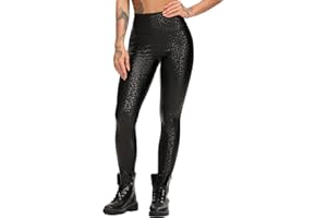 RIOJOY Leggins in Ecopelle da Donna Pantaloni in Pelle a Vita Alta Push Up Sexy Elastico Skinny Leggings Collant