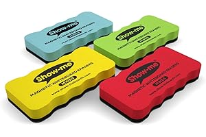 Show-me MWE4 Magnetic Whiteboard Erasers, Assorted Colours, pack of 4