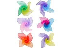 Lifreer 6PCS Belly Dance Scaves, Juggling Scarf Multi-Color Gradient Colors Rhythm Band Scarves Sensory Scarves for Baby Kids（60x 60cm）