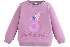 Yoolhamy Sudadera de cumpleaños para niñas y bebés, ropa para niños, camiseta con bordado de letras, jersey para niños pequeños, regalo de cumpleaños